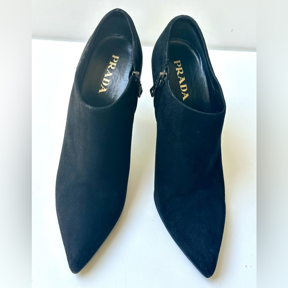 Prada Suede Ankle Boots, black, size 37.5, US 7.5 - Picture 3 of 11